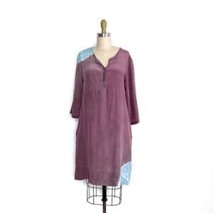 GYPSY 05 Purple/Blue Tie-Dye Silk Tunic Shift Mini Dress Small EUC Made in USA!